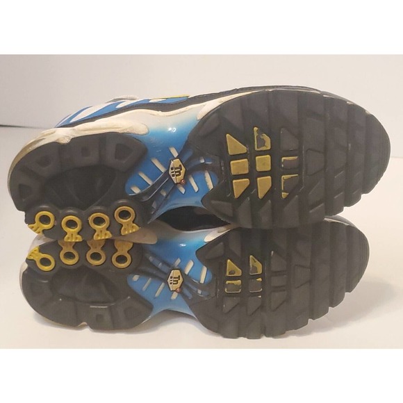 Nike Men's 11 Air Max Plus Tn Paradise White Yellow Blue Sneakers 604133-133 - Picture 6 of 7